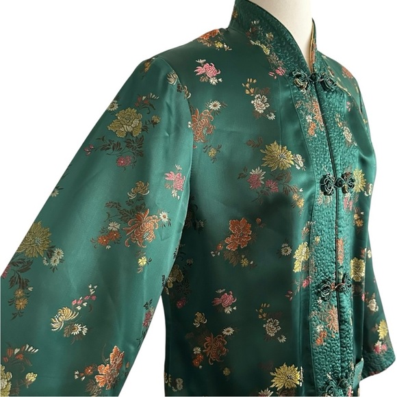 SILK SQUIRREL Vintage 70s 80s Cheongsam Inspired Satin Silk Jacket Reversible L - Picture 3 of 16